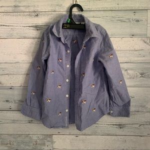 Boys Janie and Jack button down top embroidered dogs